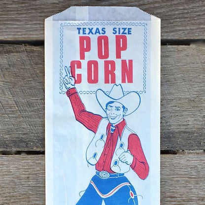 TEXAS SIZE POPCORN Snack Bag 1950s