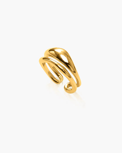 Twin Molten Ring in Gold