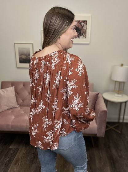 Pretty Little Girl Women's Floral Flowy Long Sleeve Top