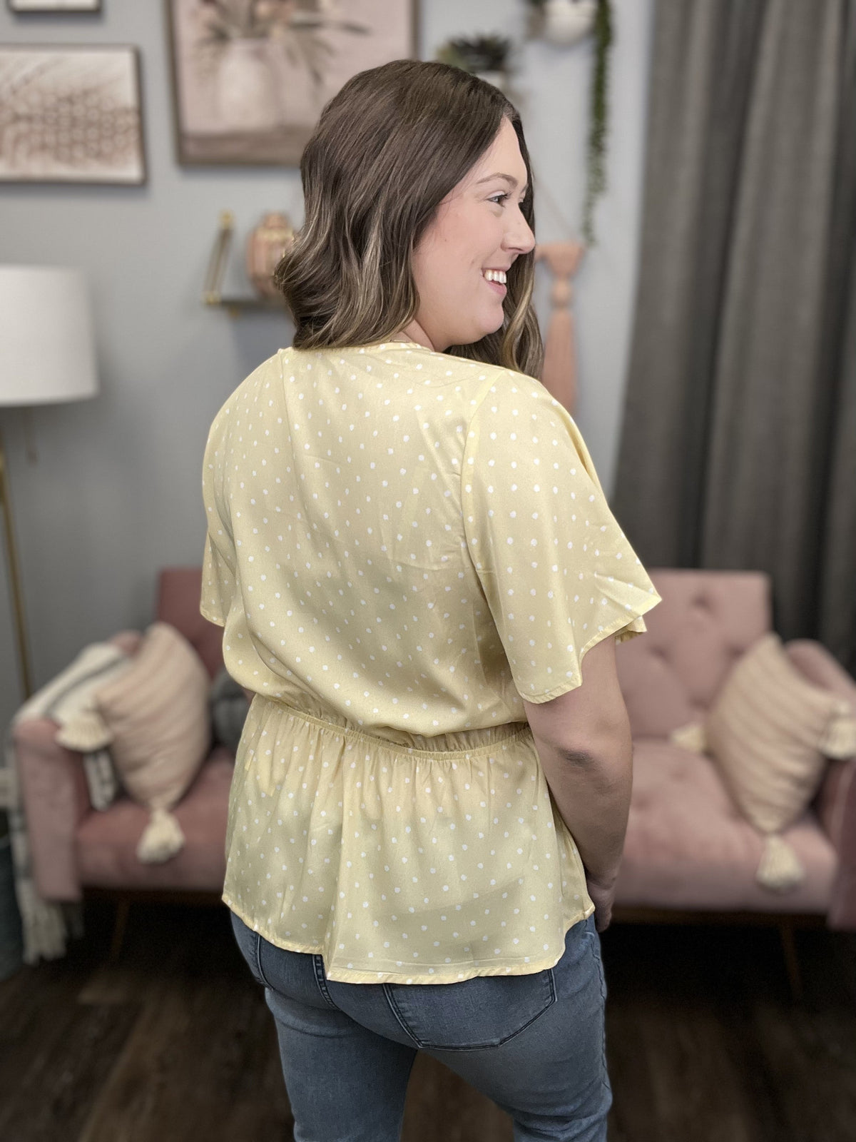 Polka Dot Paradise Women's Flowy Short Sleeve Top