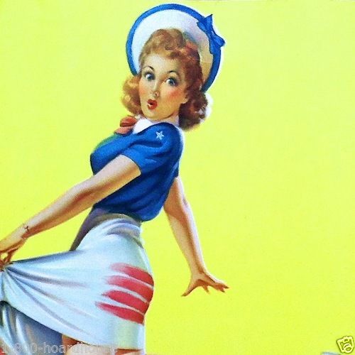 WET PAINT Elvgren Art Lithograph Pinup Print 1940s