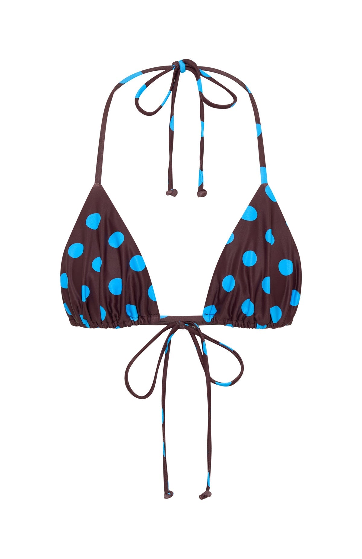 Golden Hour Bikini Top Cocoa Blue Polka Dot