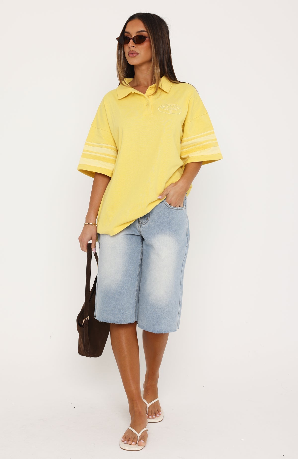 Golden Hour Glow Oversized Short Sleeve Rugby Shirt Mustard