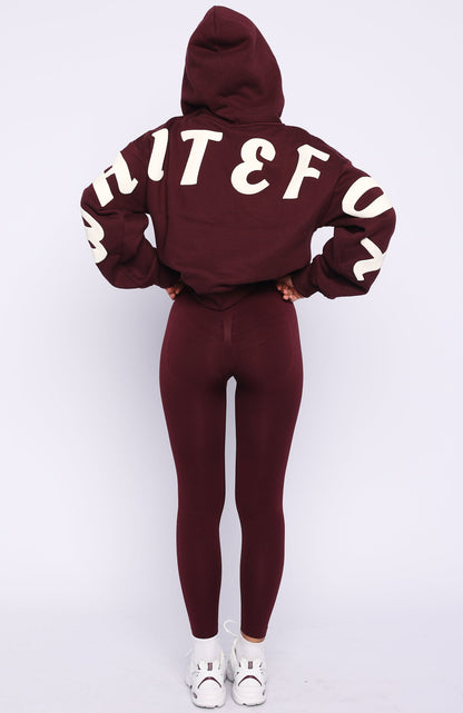 Gone Away Boxy Zip Front Hoodie Merlot