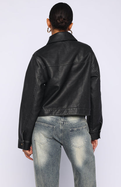 I Know Love PU Jacket Black