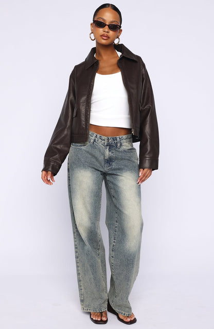 I Know Love PU Jacket Chocolate