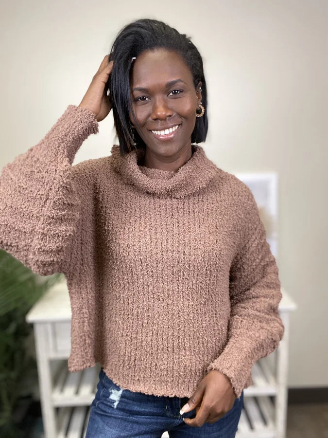 Too Cozy For You Women's Turtle Neck Bubble Sleeve Sweater